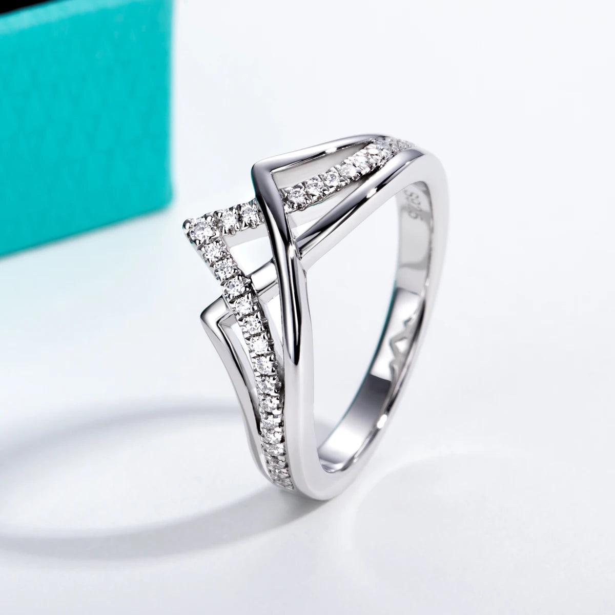 Moissanite V Shape Wedding Bands Ring