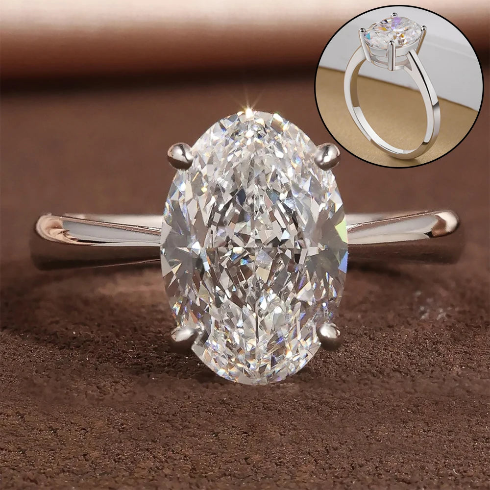 Oval Cut Full Solitaire Moissanite Ring
