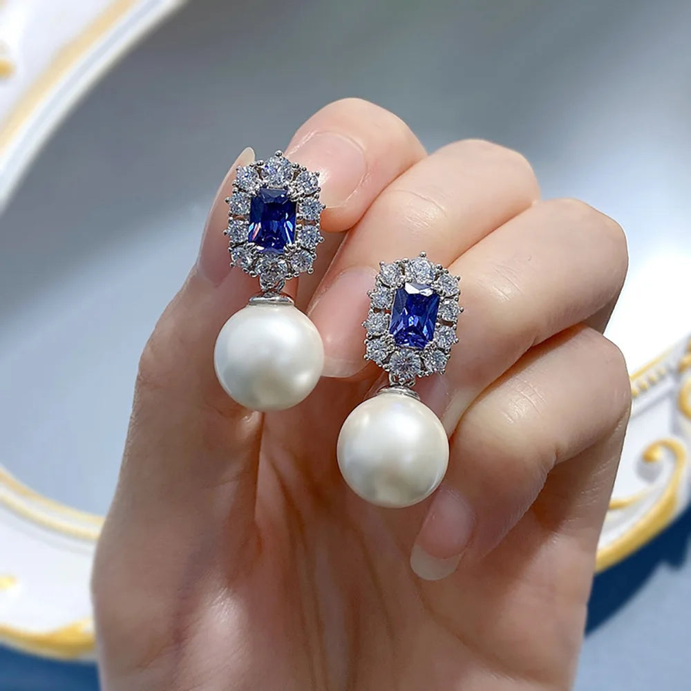 Pearl Sapphire Drop Earrings