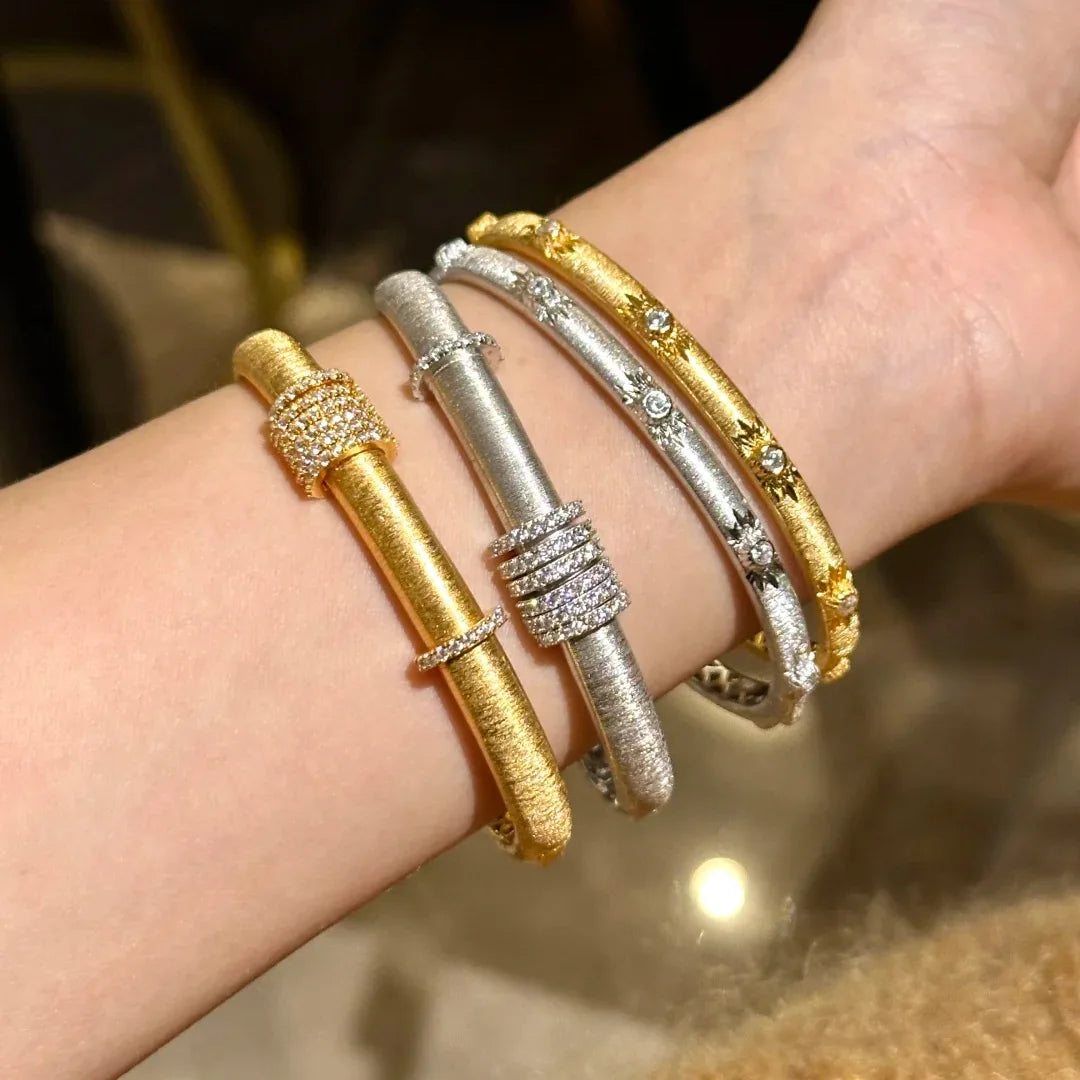 Sparkling art diamond inlaid woven sunflower bangles