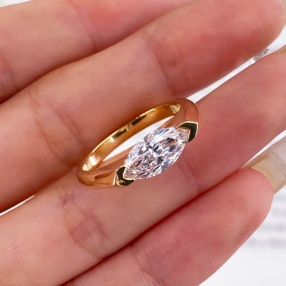 Marquise Cut Moissanite Solitaire Diamond Ring