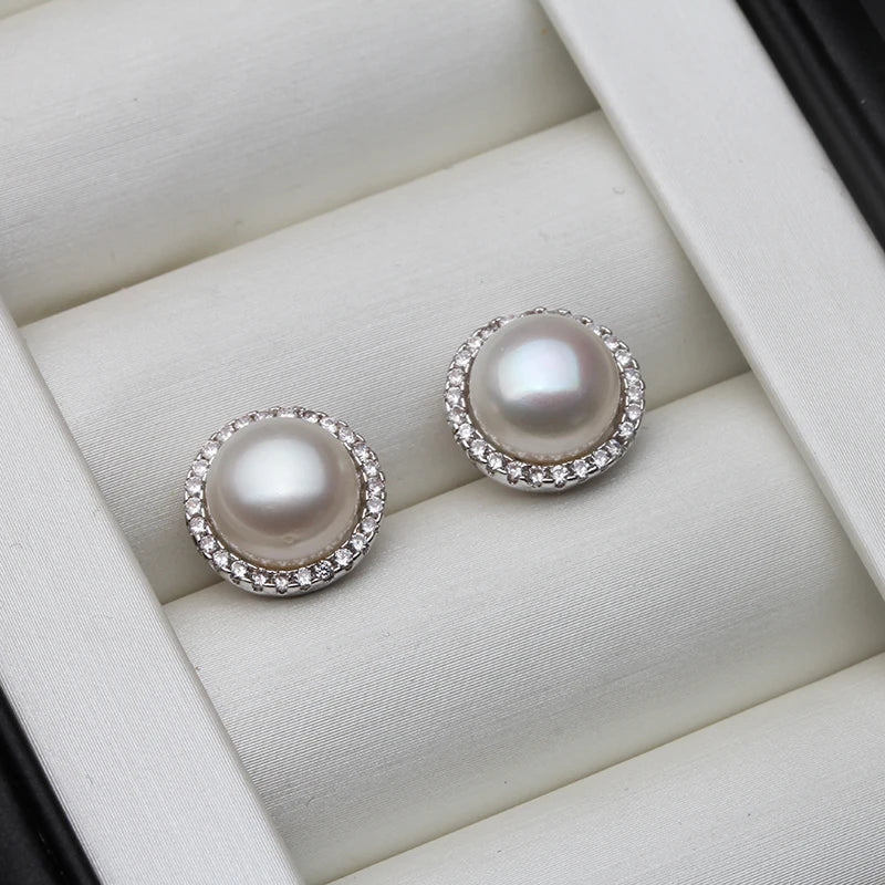 Round Pearl Earrings