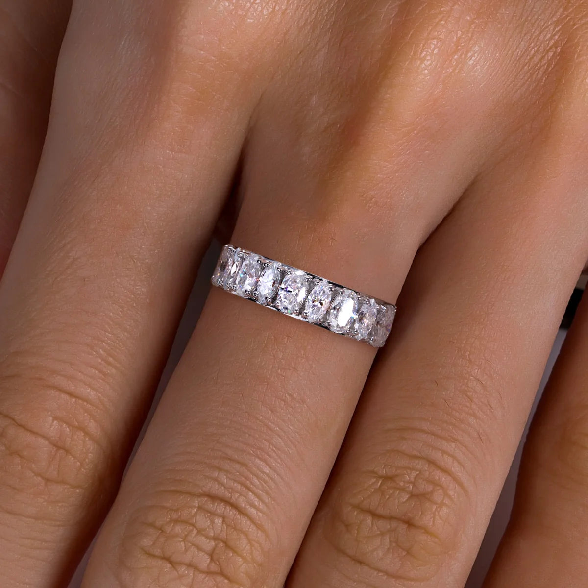 Marquise D Color Moissanite Eternity Ring