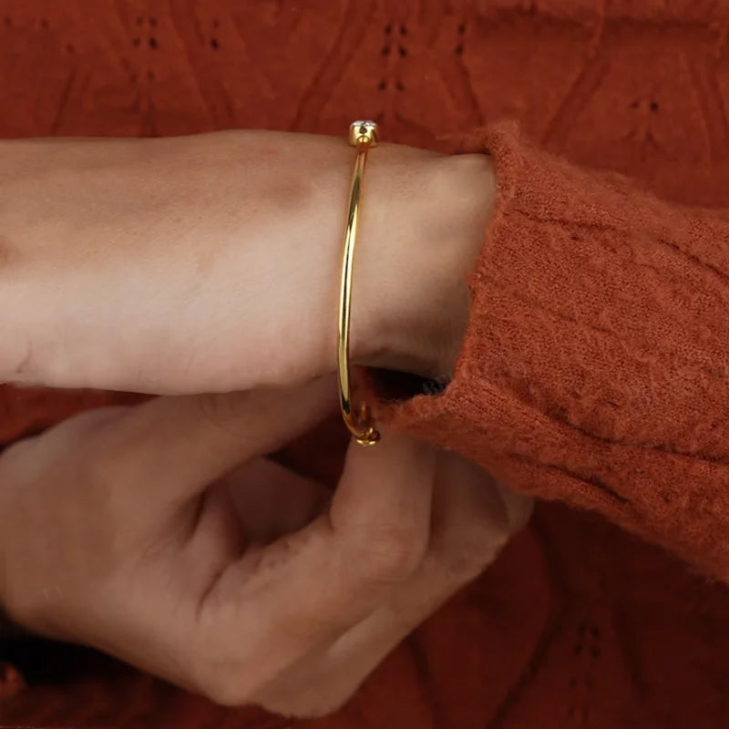 Cuff Bangle Bezel Moissanite Bracelet