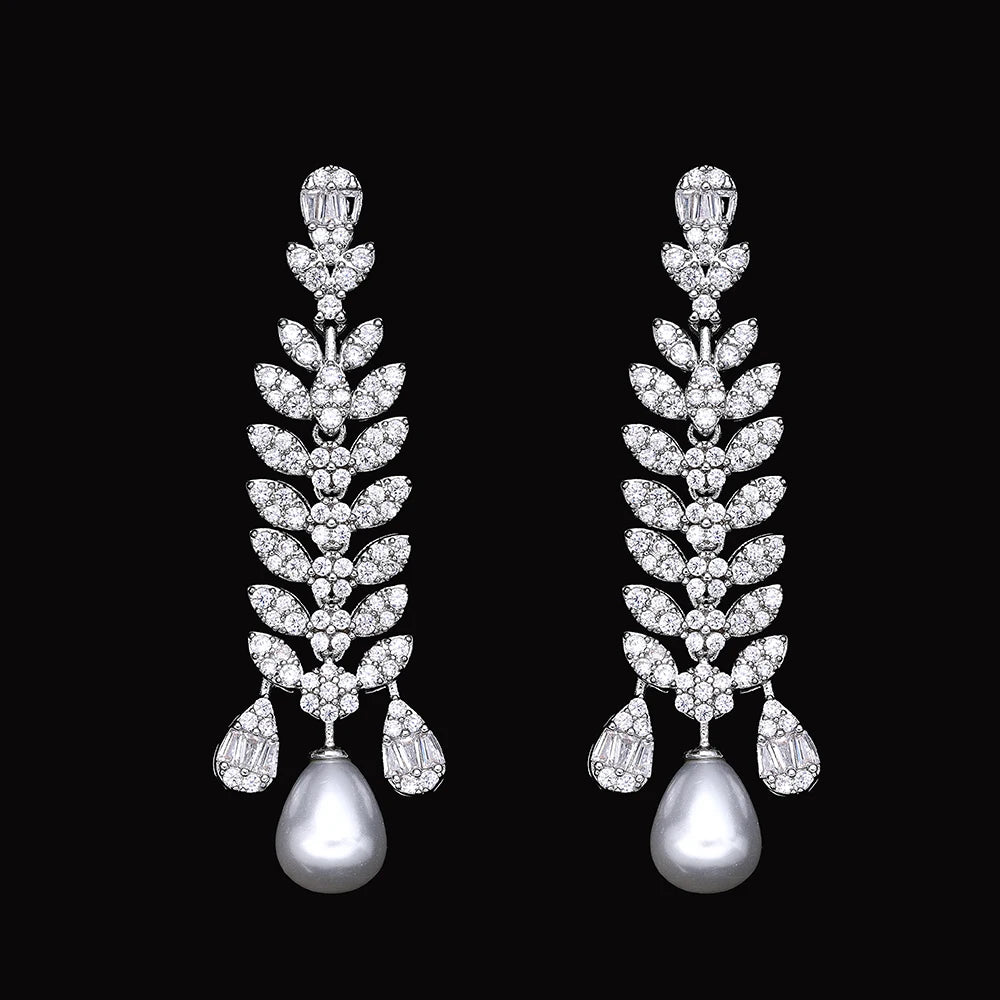 Cubic zirconia Pearl Necklace Set