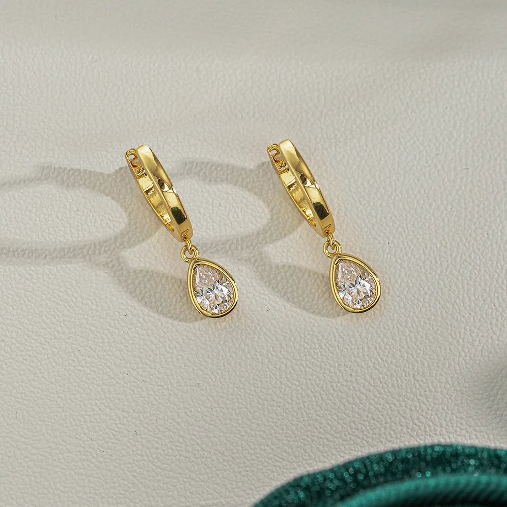 Gold Drop Earrings Moissanite Diamond Earrings