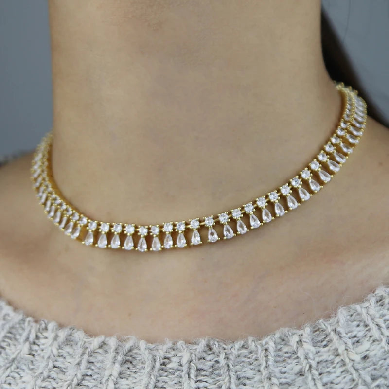 New Iced Out Bling Tear Drop Necklace