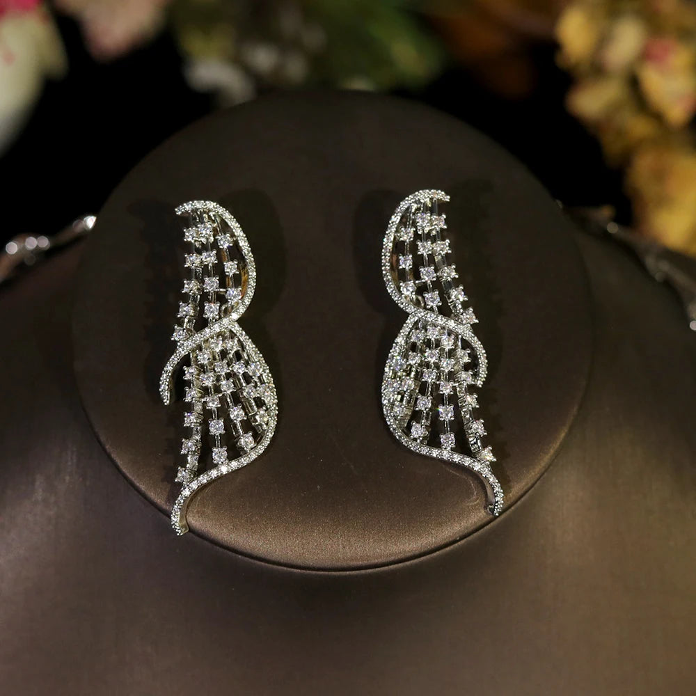 Cubic Zirconia Circular Necklace & Earring