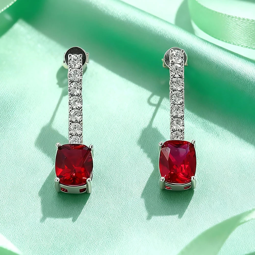 Emerald/Ruby Drop Earrings