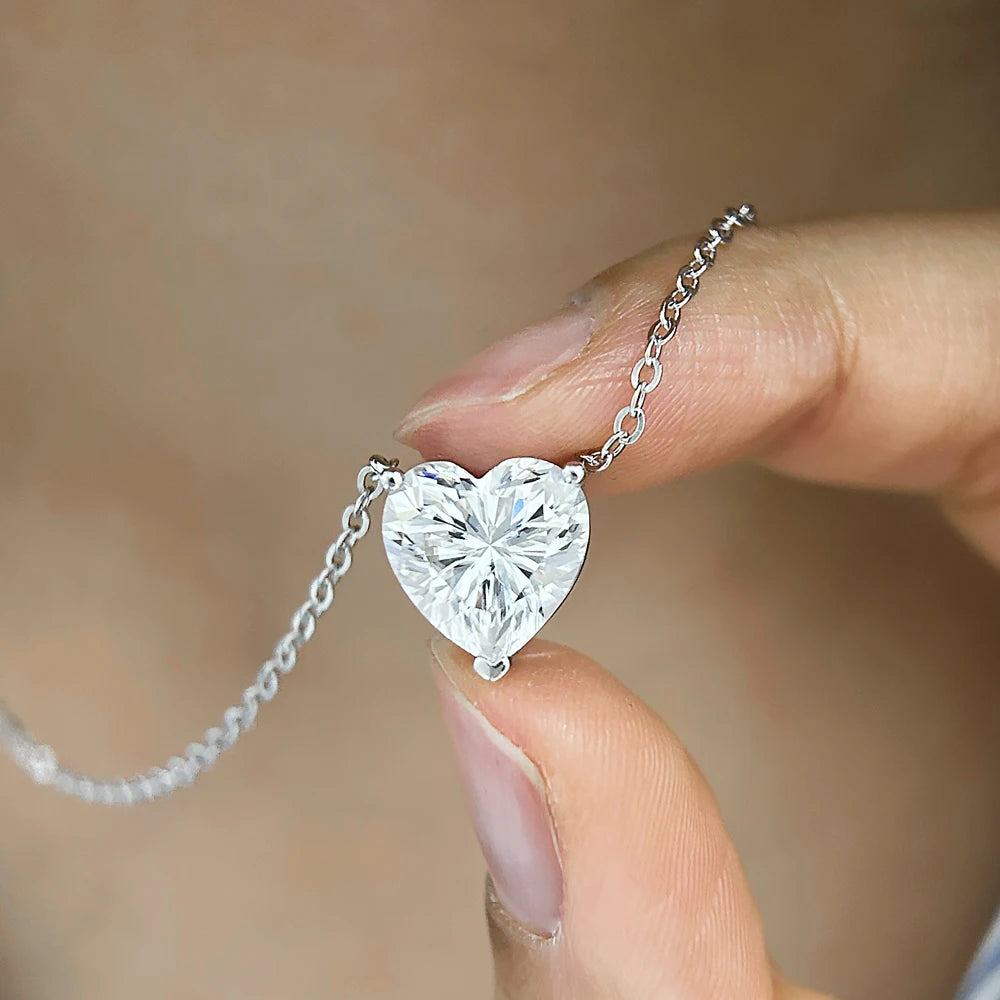 Solitaire Heart Cut Moissanite Pendant Necklace