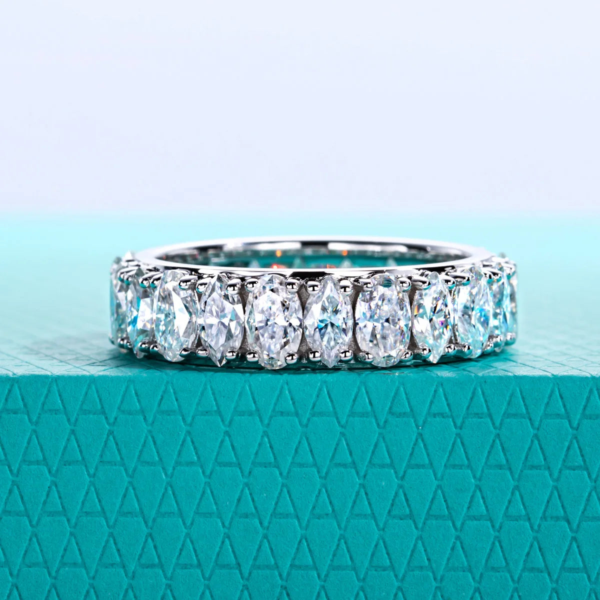 Marquise D Color Moissanite Eternity Ring