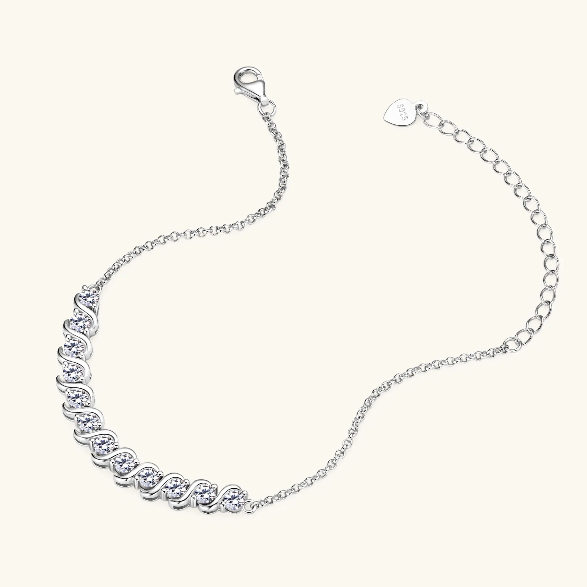 Full Moissanite Adjustable Chain Bracelet