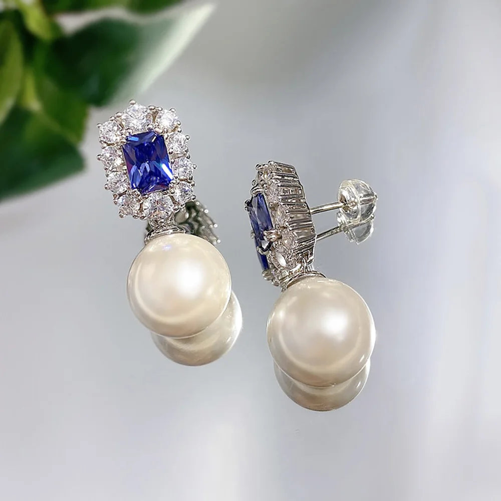 Pearl Sapphire Drop Earrings