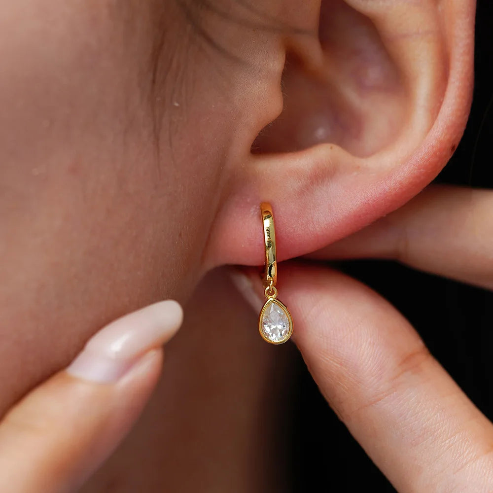 Gold Drop Earrings Moissanite Diamond Earrings