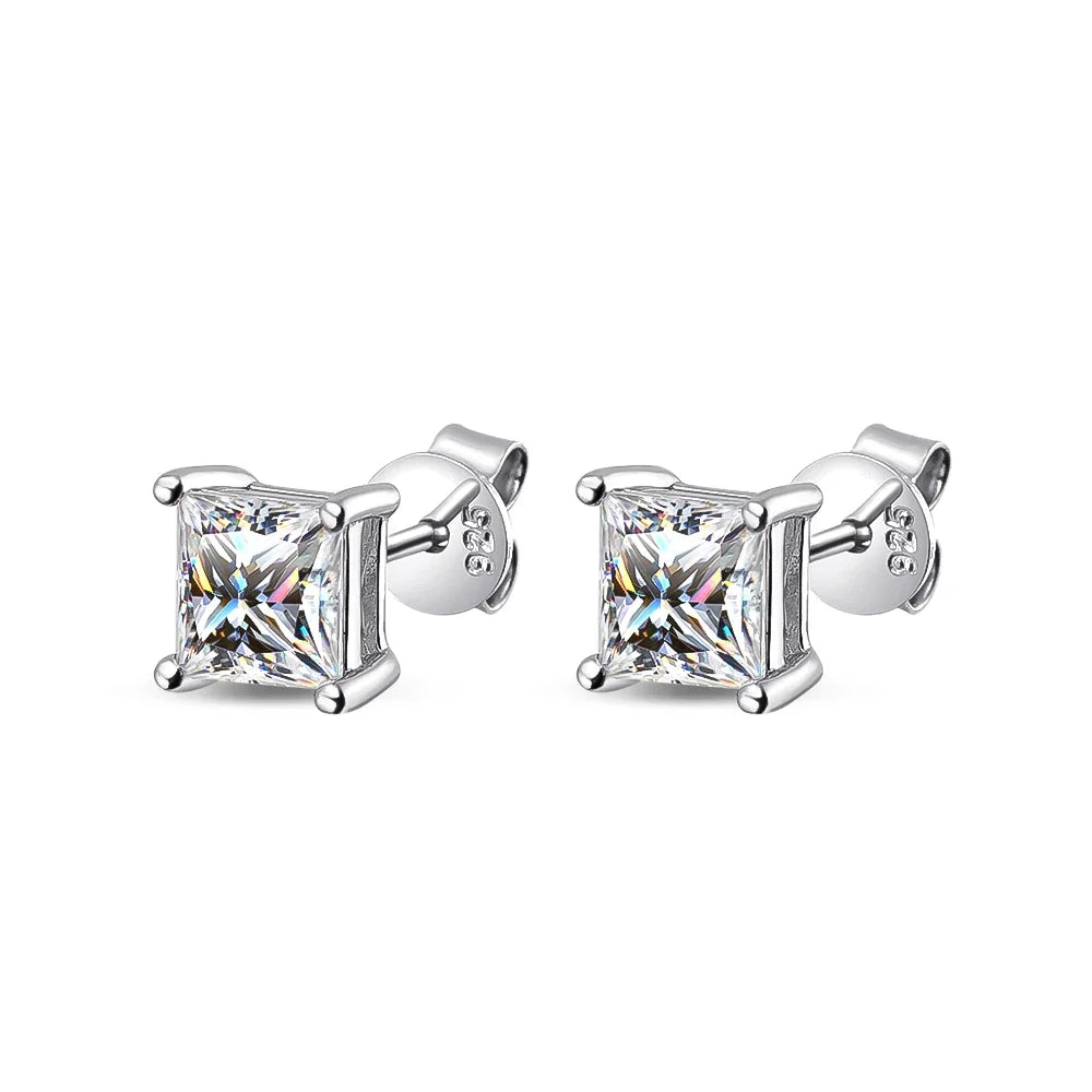 Asscher Cut moissanite Stud Earrings