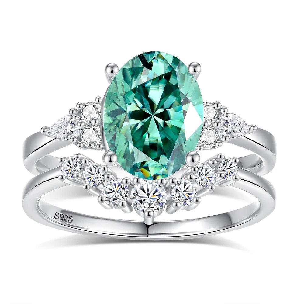 Oval Moissanite Two Rings