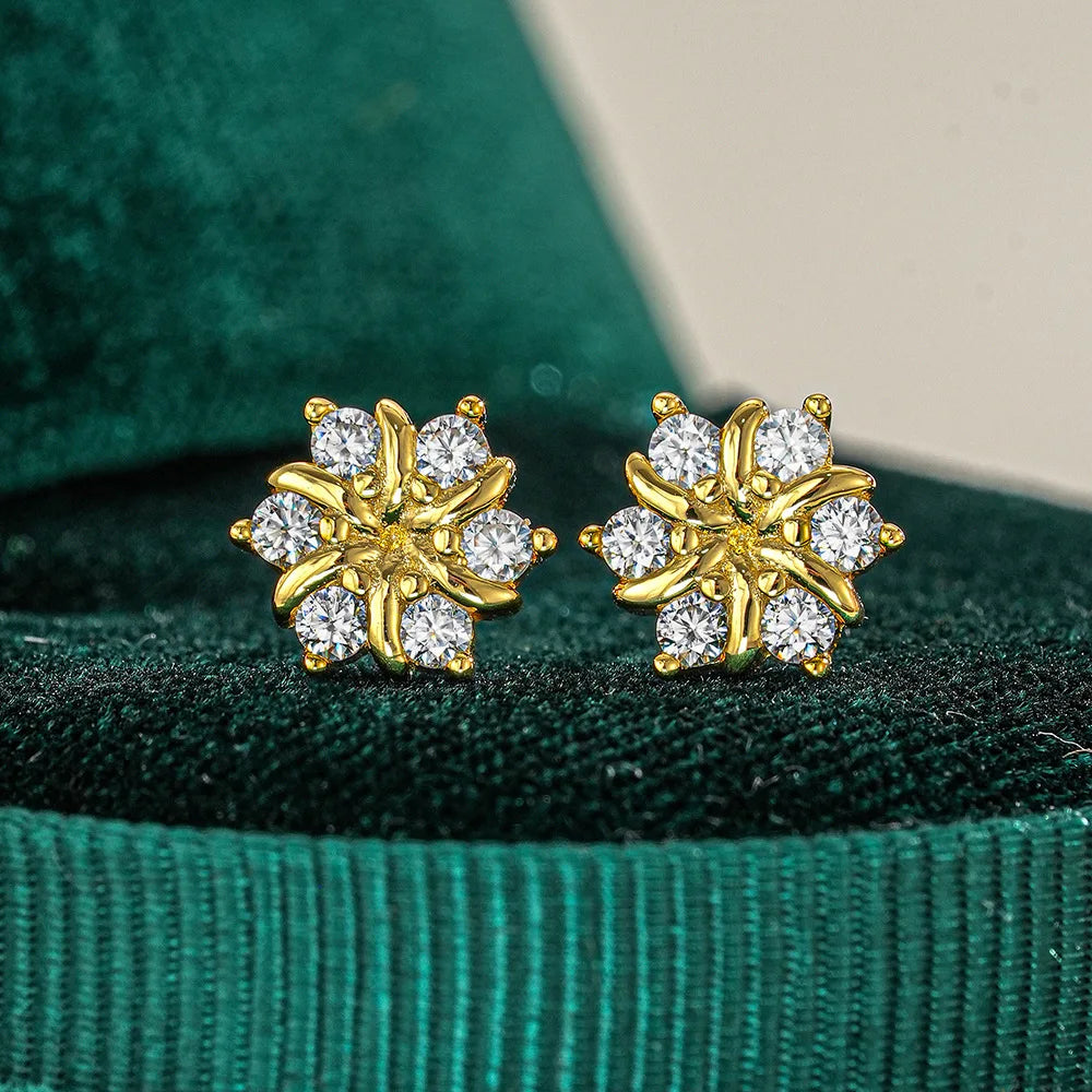 Sunflower Moissanite Diamond Earring