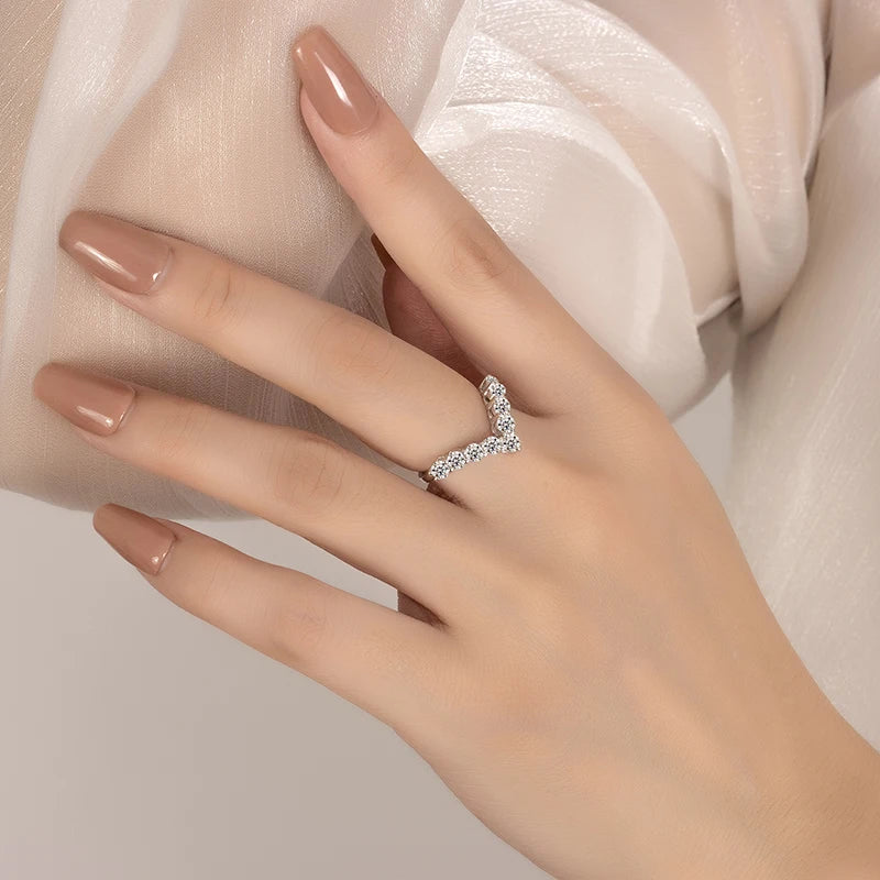 V-shaped Moissanite Ring for Women