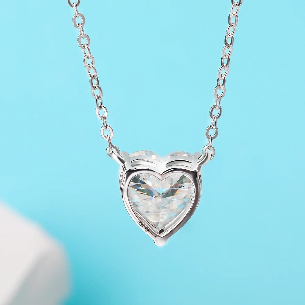 Solitaire Heart Cut Moissanite Pendant Necklace