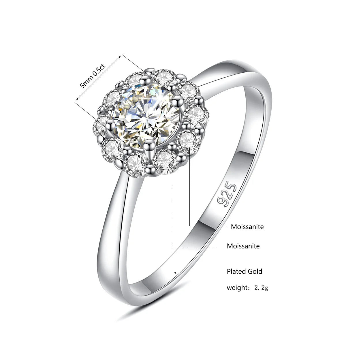 Flower Ring With Moissanite Diamond
