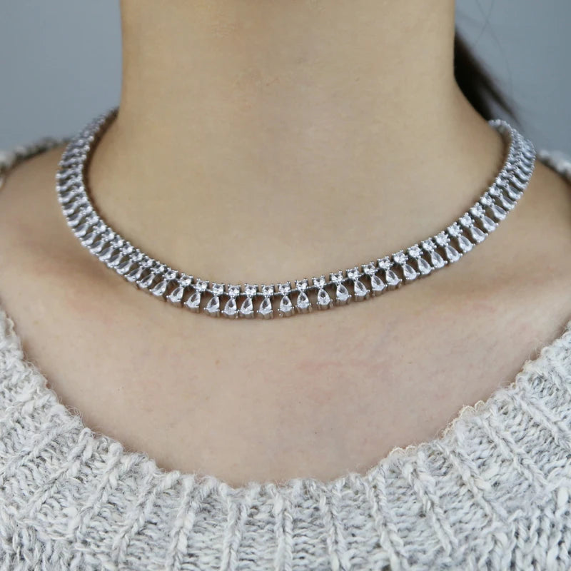 New Iced Out Bling Tear Drop Necklace