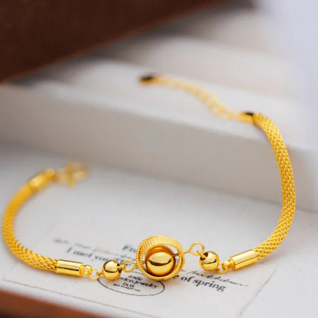 Gold Braided Bird's Nest Transportation Bead Bracelet