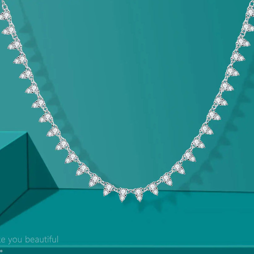 Moissanite Tennis Necklace 18inch Chain