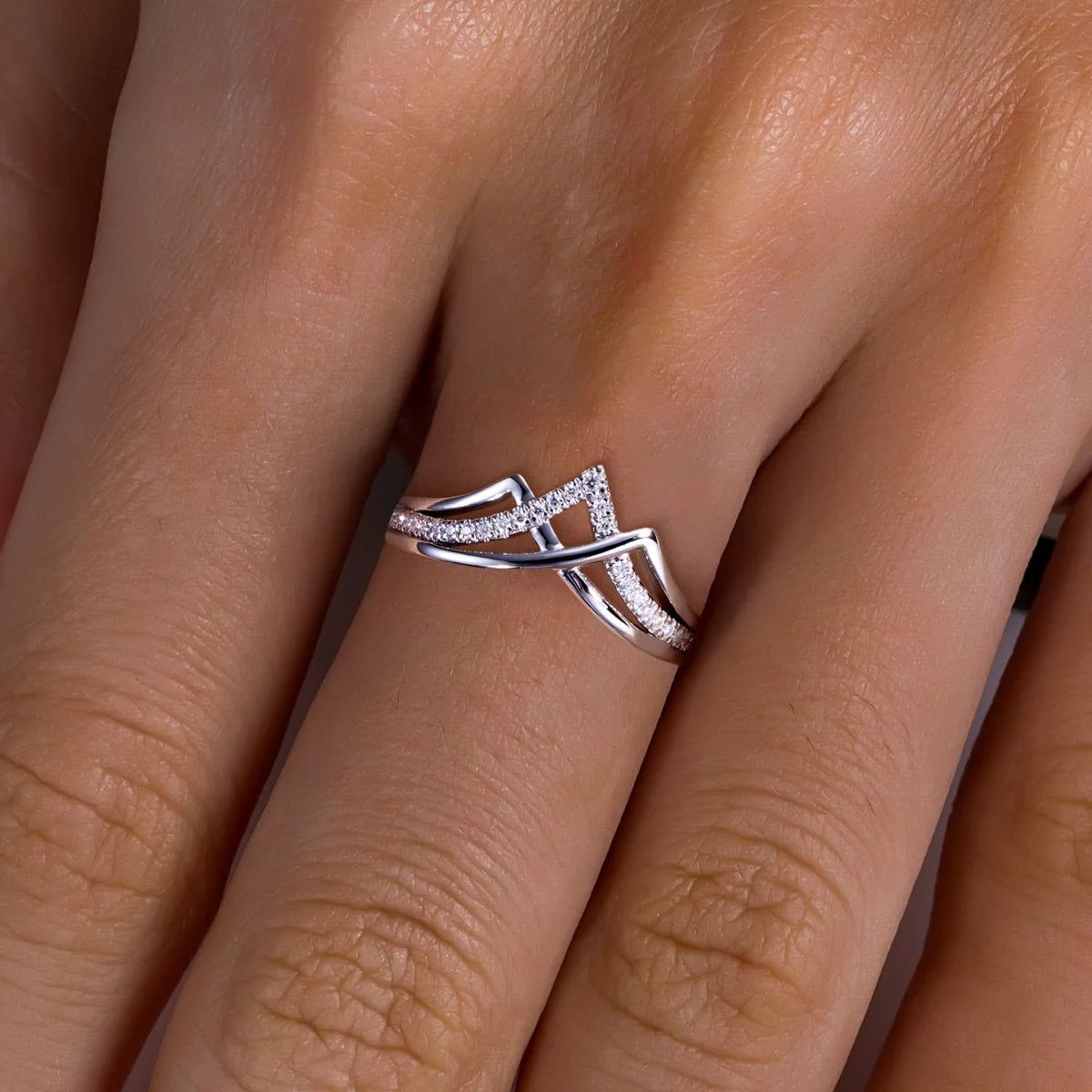Moissanite V Shape Wedding Bands Ring