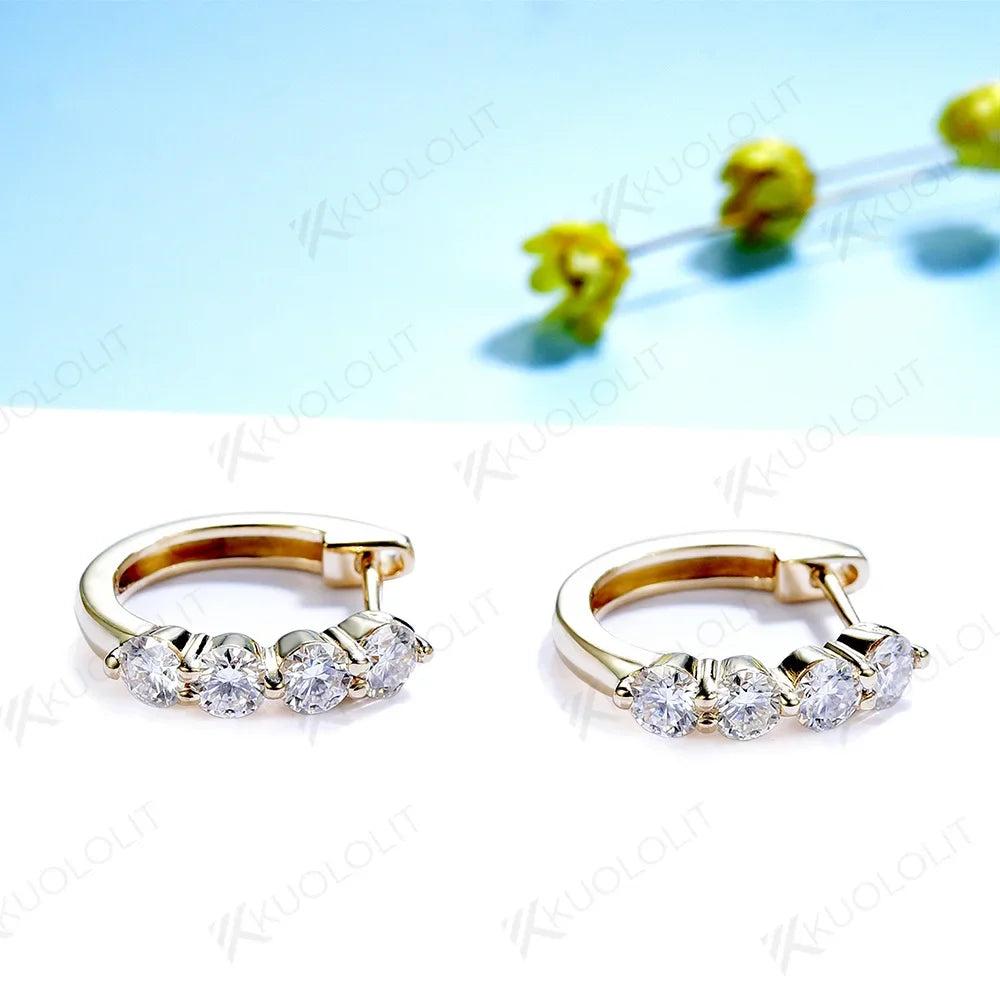 Clip Hoop Earrings Moissanite Round Cut