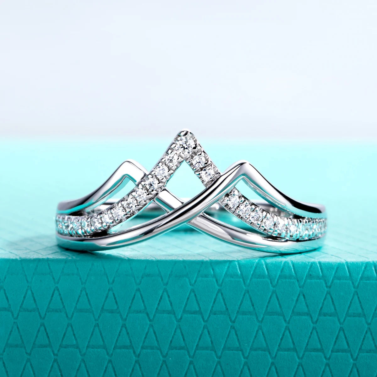 Moissanite V Shape Wedding Bands Ring