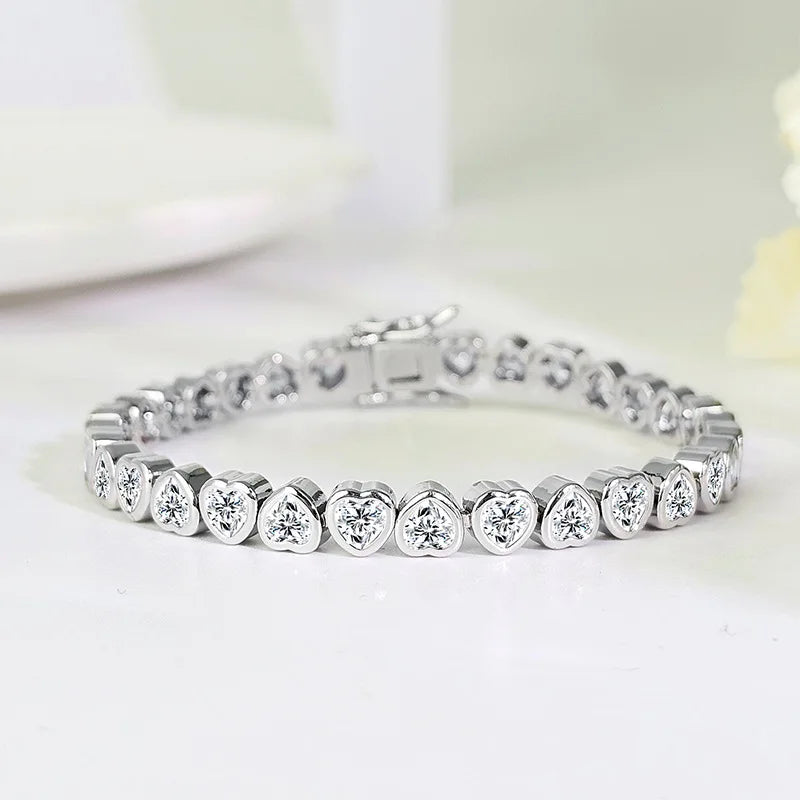 Trendy Heart Lab Diamond Bangle Bracelet