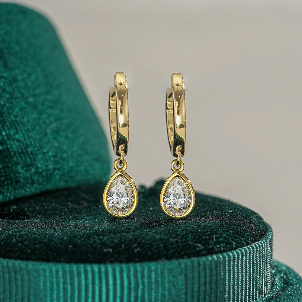 Gold Drop Earrings Moissanite Diamond Earrings