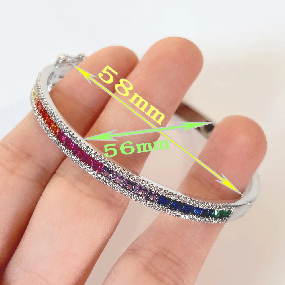 Colorful Zircon Bracelet Push-Pull Clasp