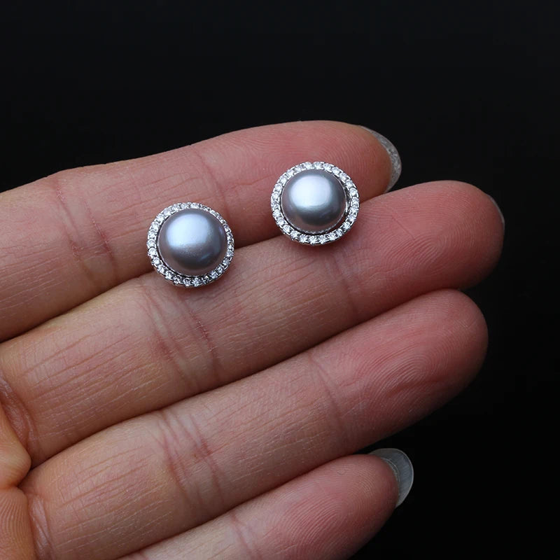 Round Pearl Earrings