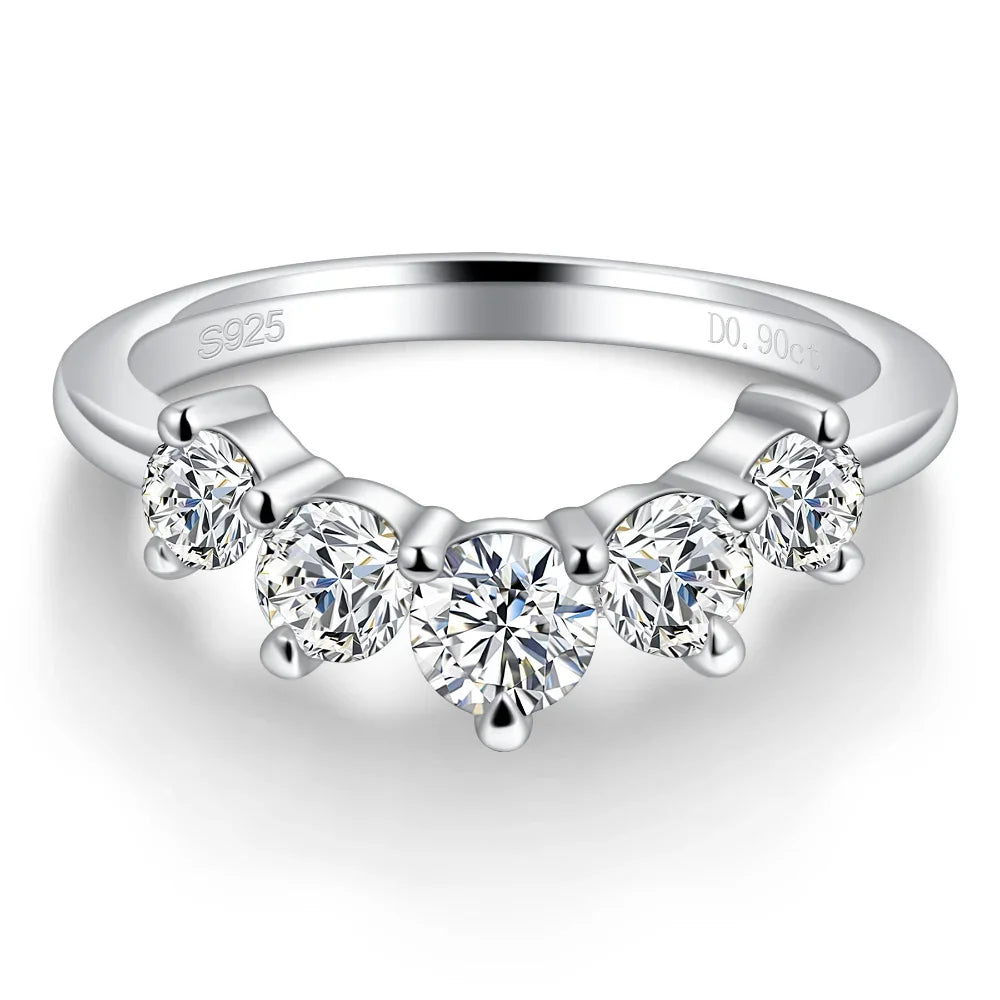 Love Half Eternity Moissanite Curved Wedding Band Ring