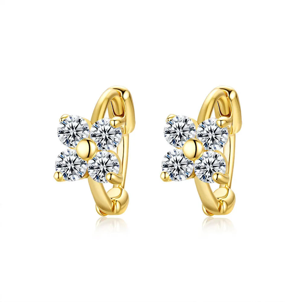 Gold Stud Luxurious Classic Design Moissanite Diamond Earrings