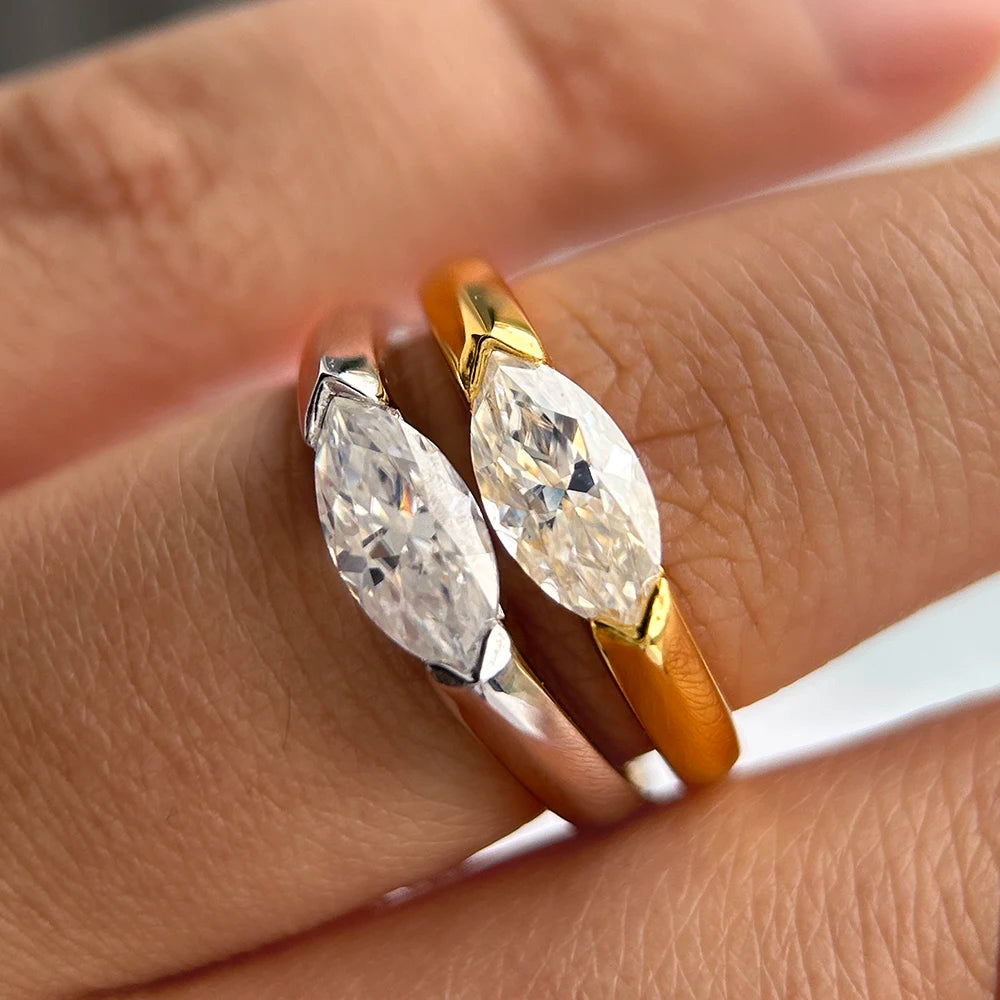 Marquise Cut Moissanite Solitaire Diamond Ring