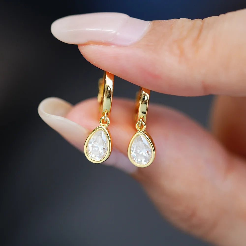 Gold Drop Earrings Moissanite Diamond Earrings