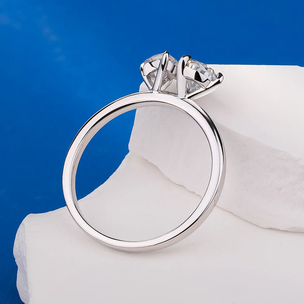 Double Pear Cut Moissanite Diamond Ring