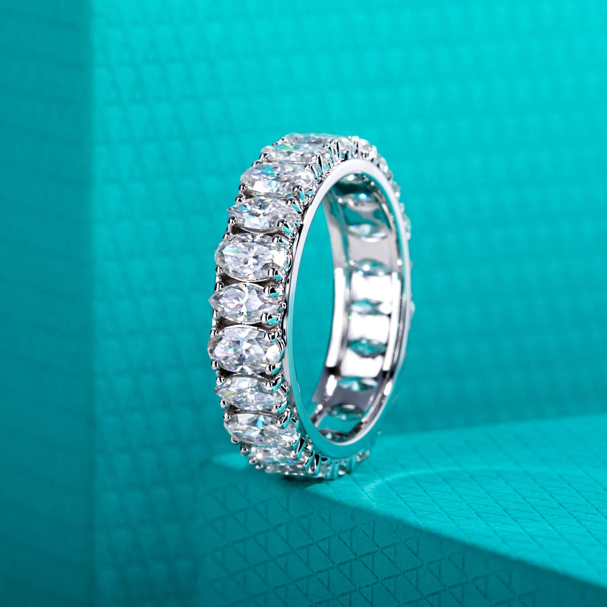 Marquise D Color Moissanite Eternity Ring
