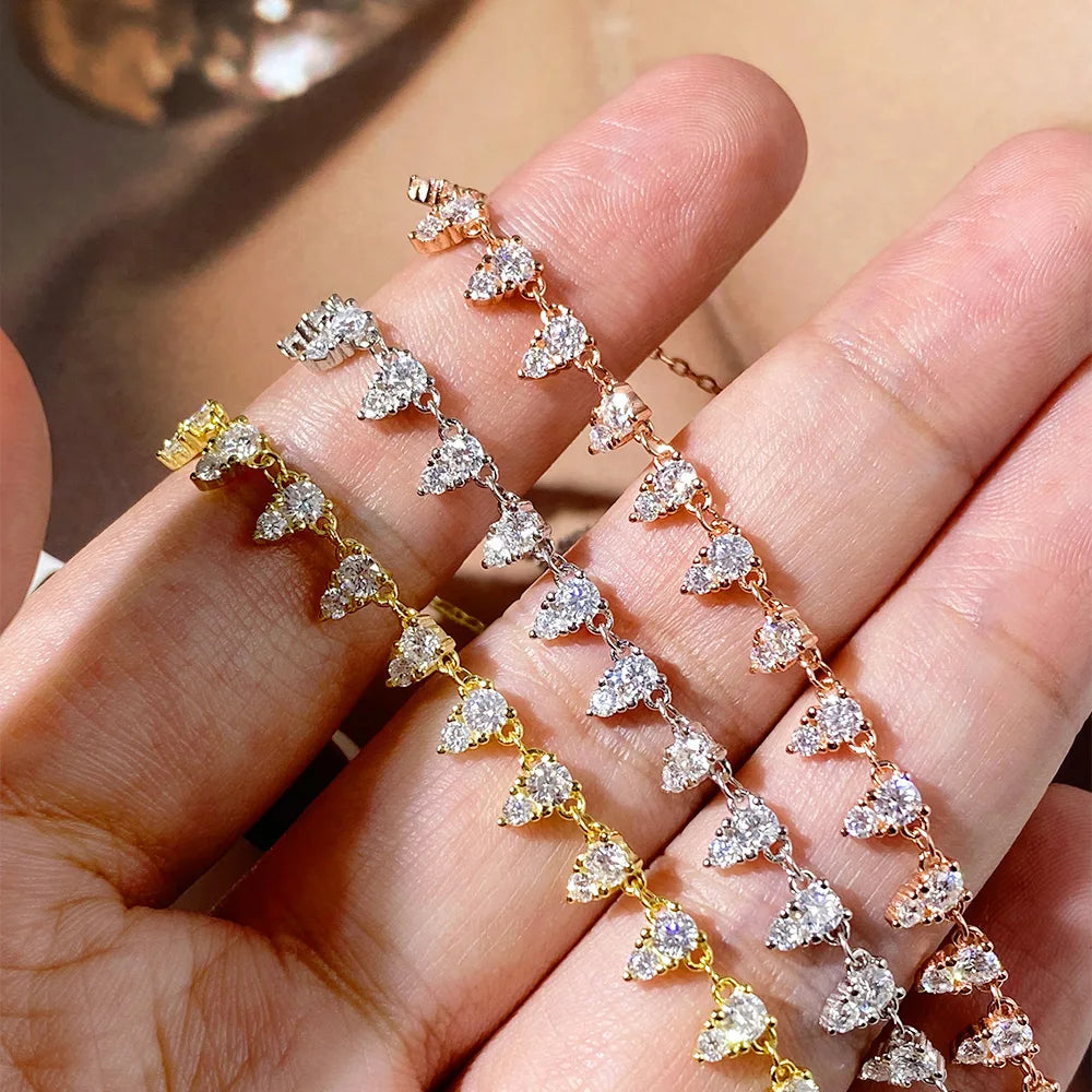 Moissanite Tennis Necklace 18inch Chain