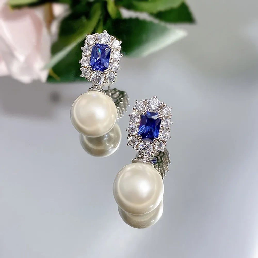 Pearl Sapphire Drop Earrings