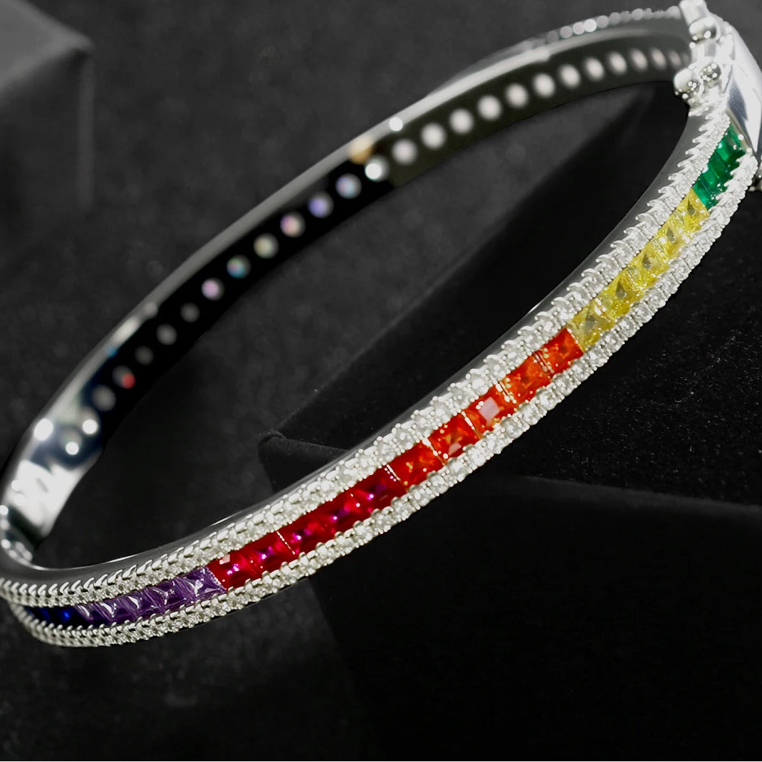 Colorful Zircon Bracelet Push-Pull Clasp