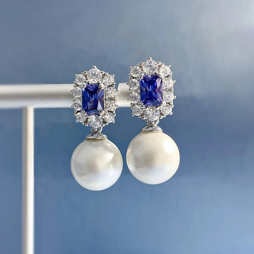 Pearl Sapphire Drop Earrings