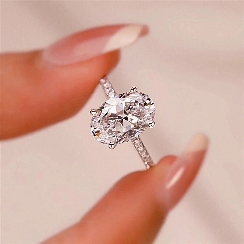 Oval Cut Full Solitaire Moissanite Ring