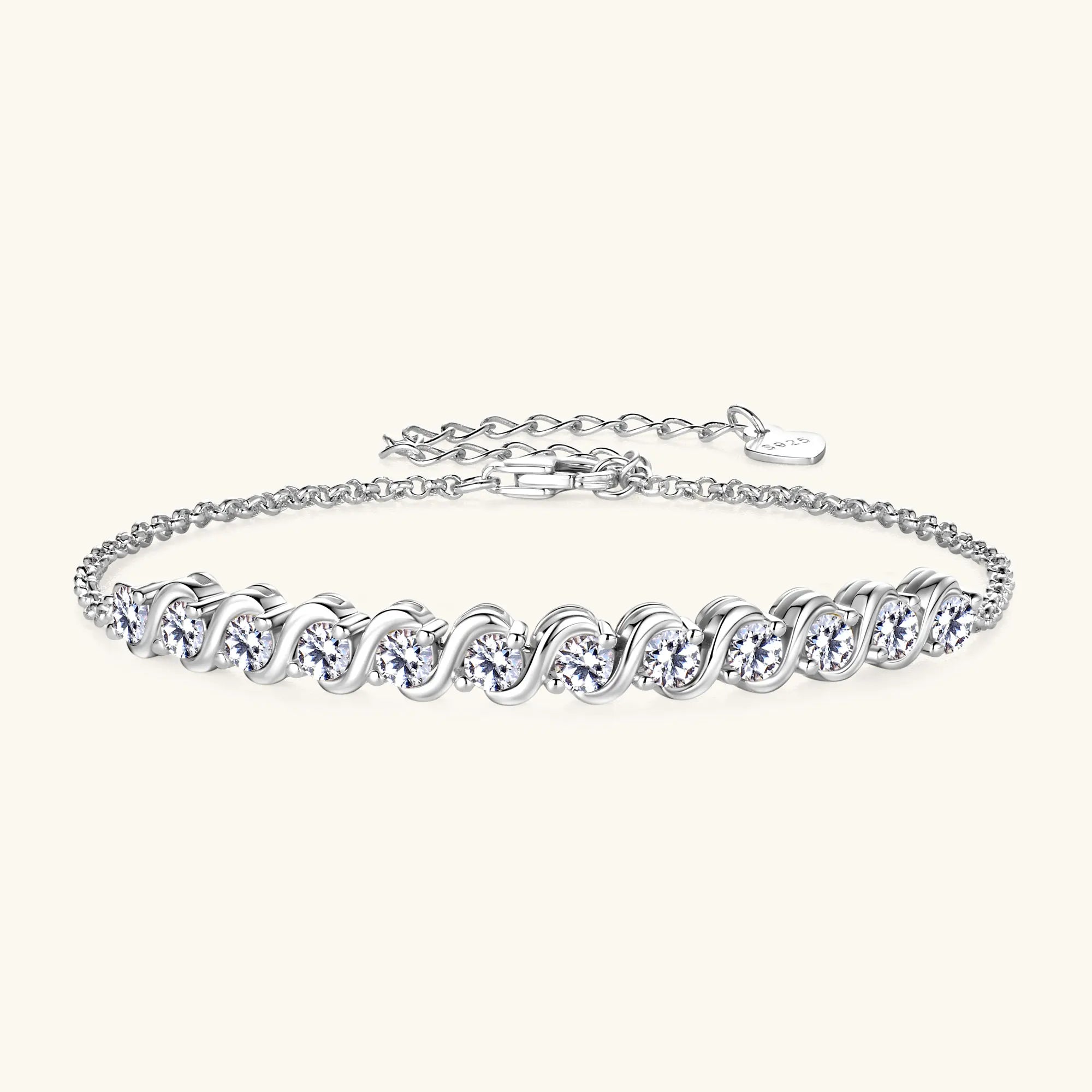 Full Moissanite Adjustable Chain Bracelet