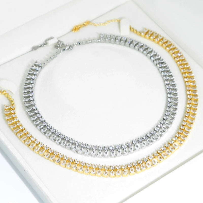 New Iced Out Bling Tear Drop Necklace