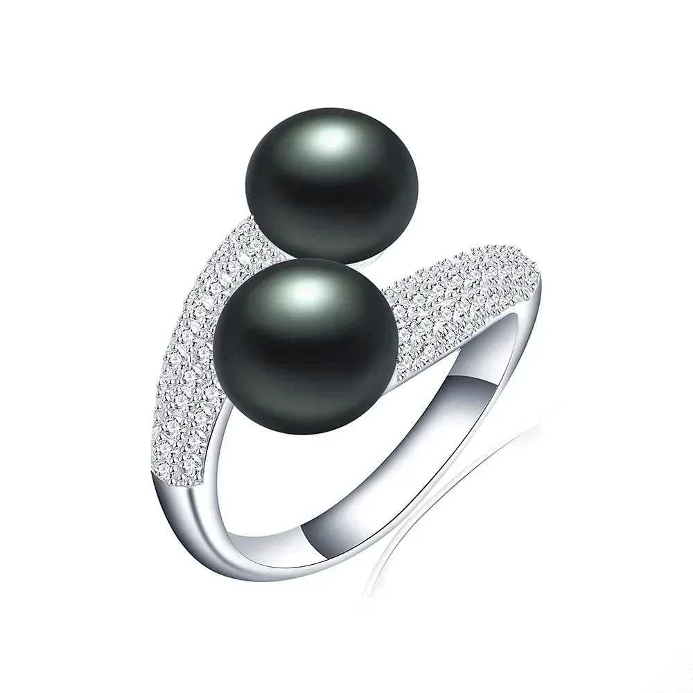 New Double Pearl Adjustable  Pearl Ring