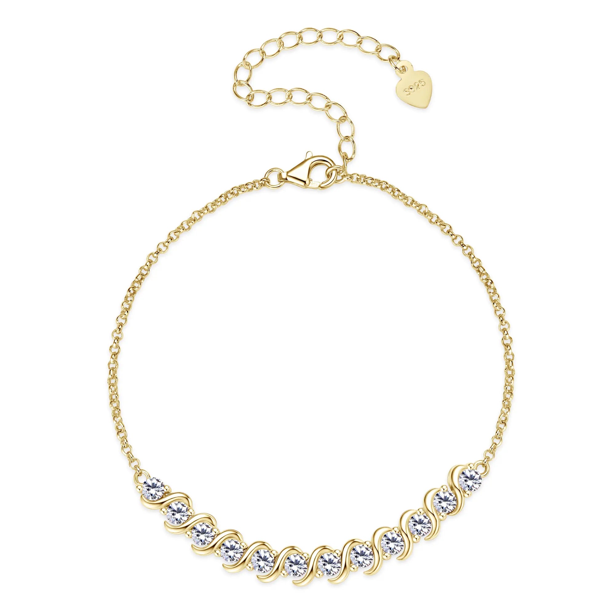 Full Moissanite Adjustable Chain Bracelet