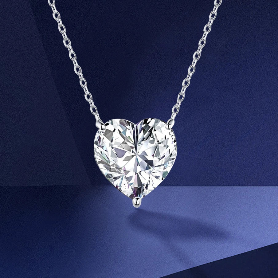 Solitaire Heart Cut Moissanite Pendant Necklace
